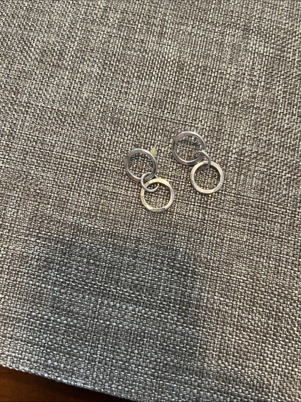 Double Hoop Dangle Earrings in Silver Tone